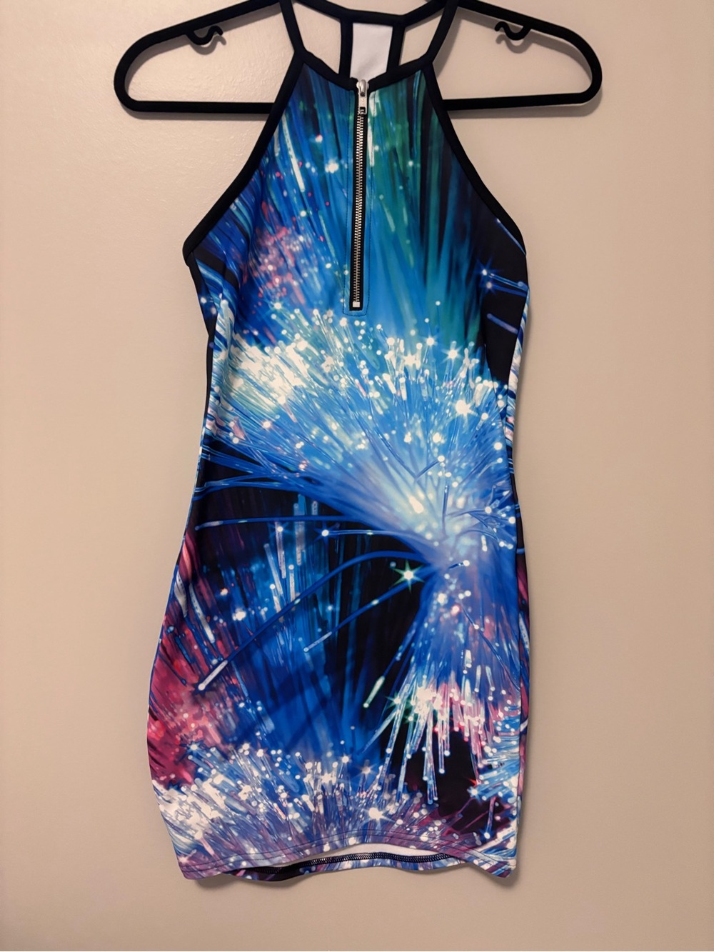 Blackmilk firework Halter Bodycon Dress with Front Zip